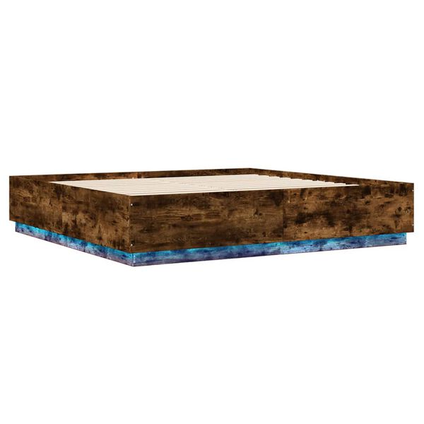 vidaXL Bedframe met LED-verlichting gerookt eikenkleurig 180x200 cm