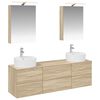 vidaXL Badkamermeubelset 5 pcs Sonoma Eiken Bewerkt hout en glas