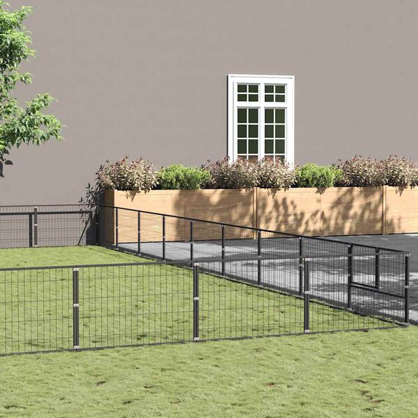 vidaXL Hondenkennel 81 m&sup2; staal zwart