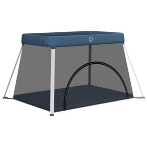 vidaXL Babybox met matras linnen marineblauw