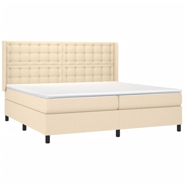 vidaXL Boxspring met matras en LED stof cr&egrave;mekleurig 200x200 cm