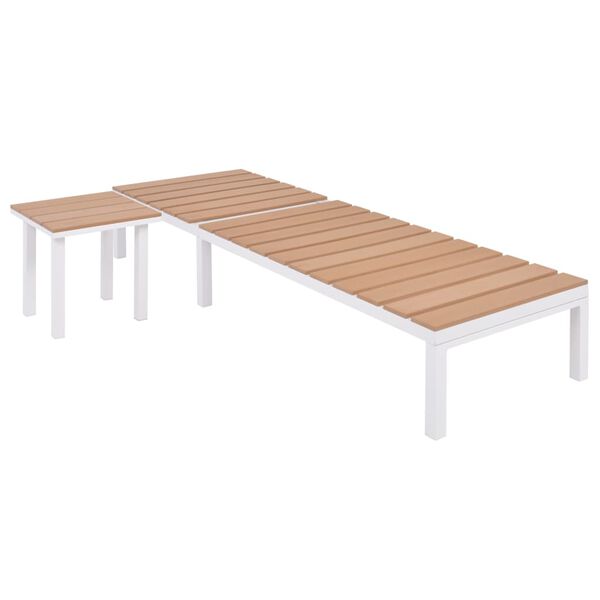 vidaXL Ligbed met tafel aluminium HKC bruin