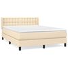 vidaXL Boxspring met matras stof cr&egrave;mekleurig 140x190 cm