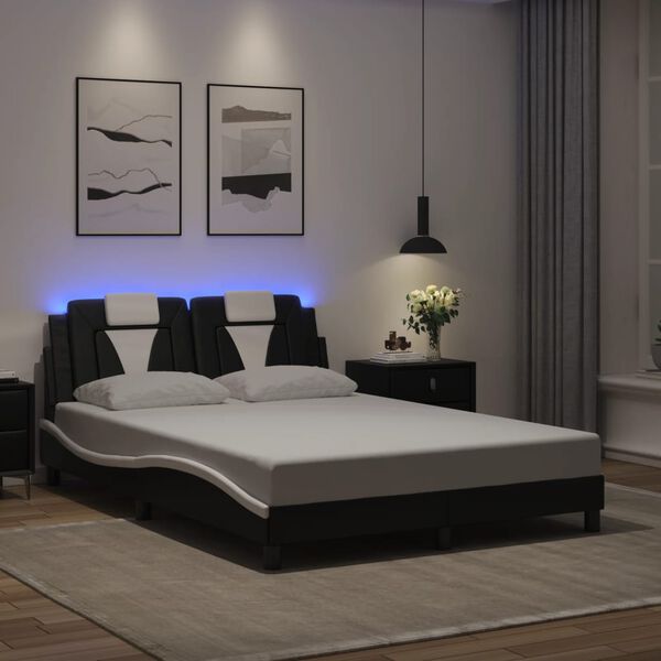 vidaXL Bedframe "Viana" met LED zonder matras zwart en wit 120x200 cm