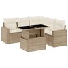 vidaXL 6-delige Loungeset met kussens poly rattan beige
