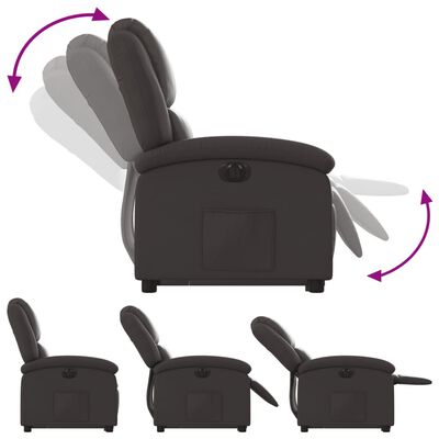 vidaXL Sta-op-stoel elektrisch echt leer donkerbruin