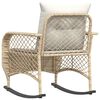 vidaXL Tuinschommelstoel met kussens poly rattan beige