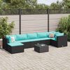 vidaXL 8-delige Loungeset met kussens poly rattan zwart