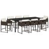vidaXL Tuin eettafelset 9 pcs Bruin poly rattan