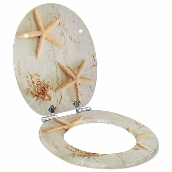 vidaXL Toiletbril 2 pcs Geel en Wit 44 x 38 cm MDF-plaat