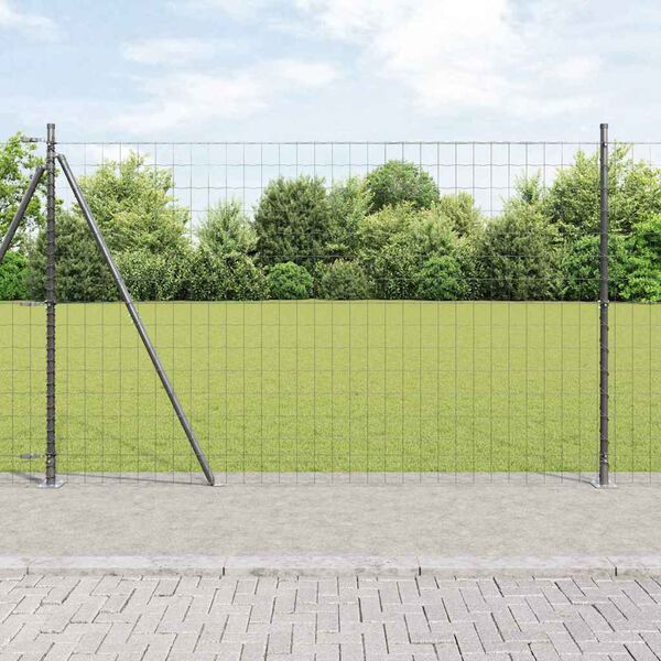 vidaXL Hek met Paal Grijs 1,5 x 10 m Staal en PVC