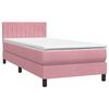 vidaXL Boxspring met matras fluweel roze 100x220 cm