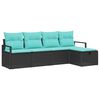 vidaXL Bankstel met kussen 5 pcs Zwart en Turquoise poly rattan
