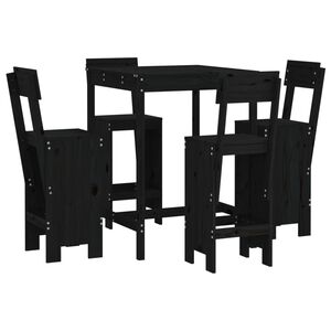 vidaXL 5-delige Barset massief grenenhout zwart