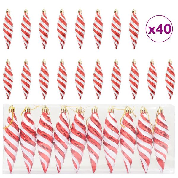 vidaXL Kerst Spiralvorm Bal 40 pcs Rood