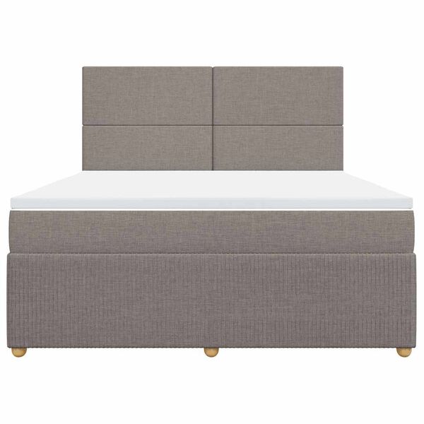 vidaXL Boxspring met matras stof taupe 180x200 cm