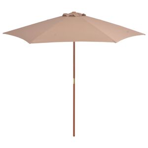vidaXL Parasol met houten paal 270 cm taupe