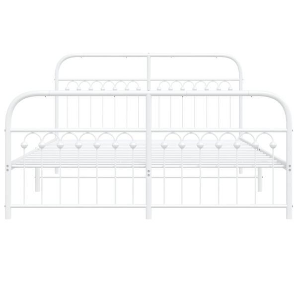 vidaXL Bedframe met hoofd- en voeteneinde metaal wit 150x200 cm