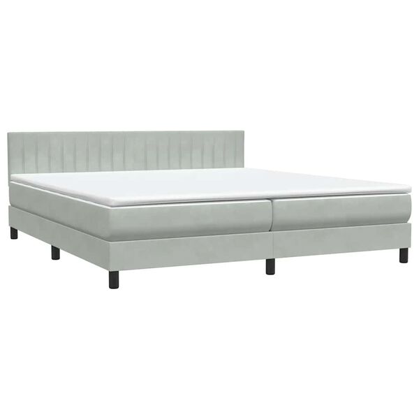 vidaXL Boxspring met matras fluweel lichtgrijs 180x210 cm