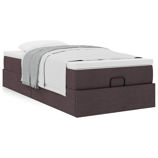 vidaXL Ottoman bed met matras 80x200cm stof donkerbruin