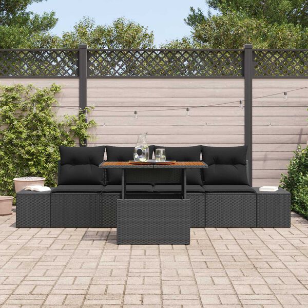 vidaXL Tuin Eetset met kussen met kussen 5 pcs Zwart en Bruin