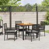vidaXL Tuin eettafelset 5 pcs Zwart poly rattan
