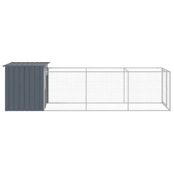 vidaXL Hondenhok met ren 110x405x110 cm gegalvaniseerd staal antraciet