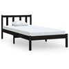 vidaXL Bedframe massief grenenhout zwart 75x190 cm