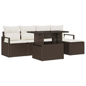 vidaXL Tuin Sofa Set met kussen 6 pcs Bruin en cr&egrave;me