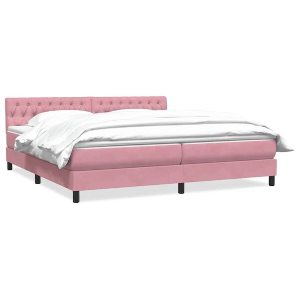 vidaXL Boxspring met matras fluweel roze 180x220 cm