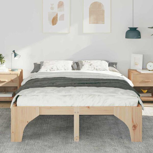 vidaXL Bedframe Bruin 150 x 200 cm Massief grenenhout