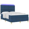 vidaXL LED Box Spring Bed met matras Blauw 160 x 200 cm Stof