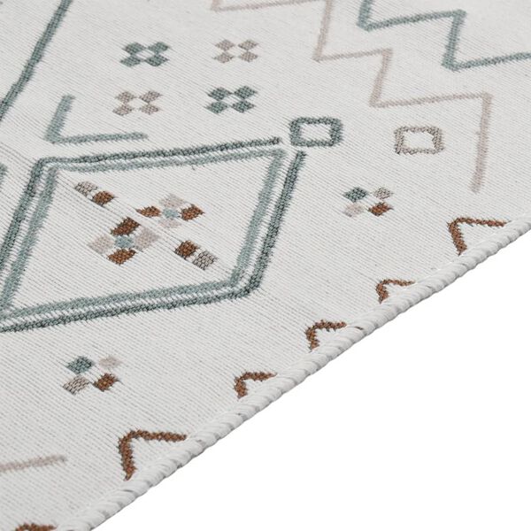 vidaXL Vloerkleed 80x150 cm katoen beige en blauw