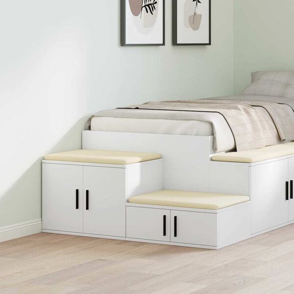 vidaXL Opbergkast 2 pcs Wit 118 x 41 x 40 cm Bewerkt hout