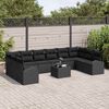 vidaXL Bankstel met kussen 11 pcs Zwart Polyrattan