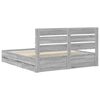 vidaXL Bedframe met lade Grijs Sonoma 200 x 200 cm Ingenieurshout