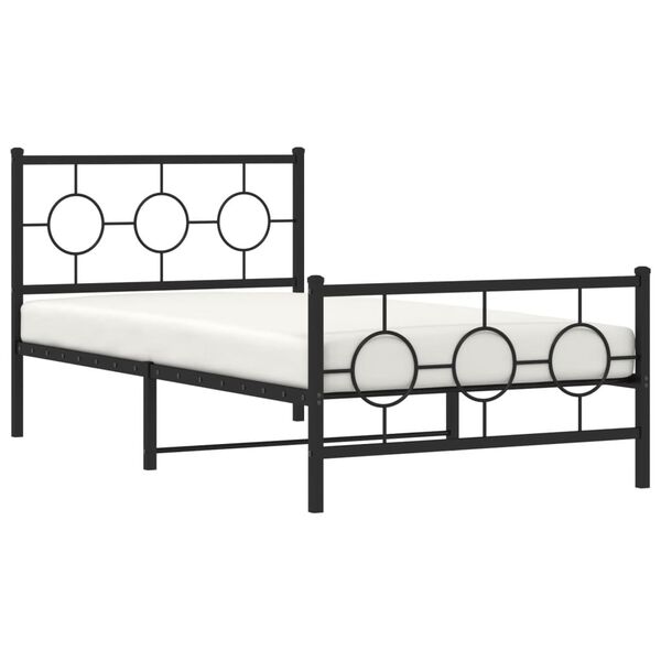 vidaXL Bedframe met hoofd- en voeteneinde metaal zwart 100x190 cm
