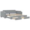 vidaXL Slaapbank met onderschuifbed lades 100x190 cm stof lichtgrijs