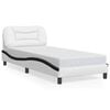 vidaXL Bedframe zonder matras "Hvar" kunstleer wit en zwart 80x200 cm
