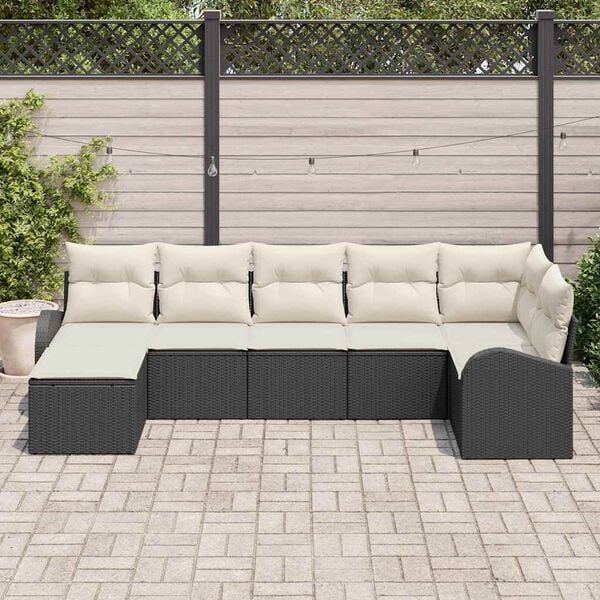 vidaXL Tuin Sofa Set 7 pcs Zwart Poly riet