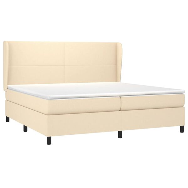 vidaXL Boxspring met matras stof cr&egrave;mekleurig 200x200 cm