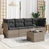 vidaXL 5-delige Loungeset met kussens poly rattan grijs