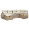 vidaXL 6-delige Loungeset met kussens poly rattan beige
