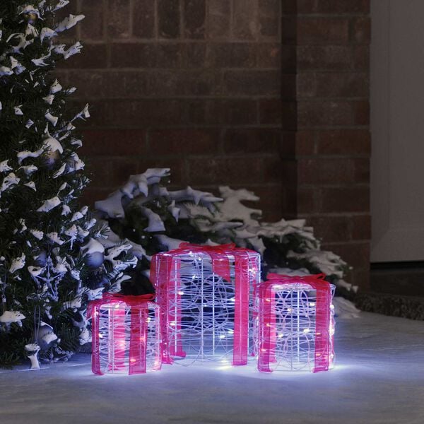 vidaXL Decoratie voor Geschenkdoos 3 pcs Koudwit 20 x 20 x 21 cm Acryl