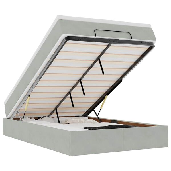 vidaXL Ottoman bed met matras 120x200 cm fluweel lichtgrijs