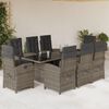 vidaXL 9-delige Tuinset met kussens poly rattan grijs