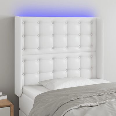 vidaXL Hoofdbord LED 83x16x118/128 cm kunstleer wit