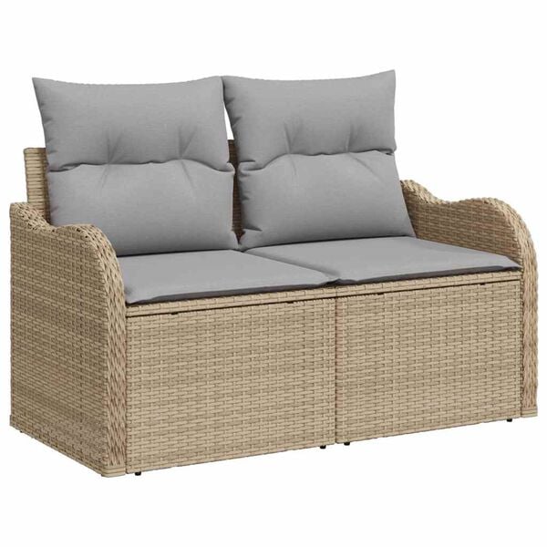 vidaXL Tuin Sofa Set met opslag 5 pcs Beige Poly riet