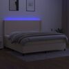 vidaXL Boxspring met matras en LED stof cr&egrave;mekleurig 200x200 cm