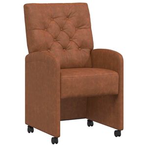 vidaXL Eetkamerstoelen met Wieltjes 2 st Kunstleer Bruin